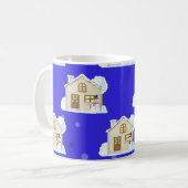 Kerstaonderpatroon - Blauwe achtergrond Koffiemok (Voorkant links)