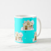 Kerstaonderpatroon - Licht blauwe achtergrond Koffiemok (Voorkant rechts)