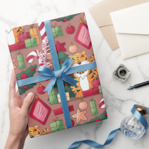 Kerstaonderthemapatroon verpakkingspapier cadeaupapier