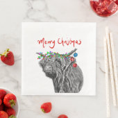 Kerstapapier voor Koe op de hoogste  Servet (Insitu)