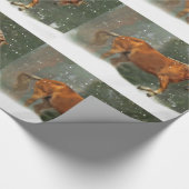 Kerstapapier voor paarden en sneeuwkamperen cadeaupapier (Hoek)