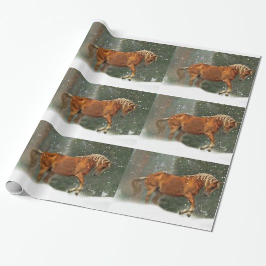 Kerstapapier voor paarden en sneeuwkamperen cadeaupapier (Uitgerold)