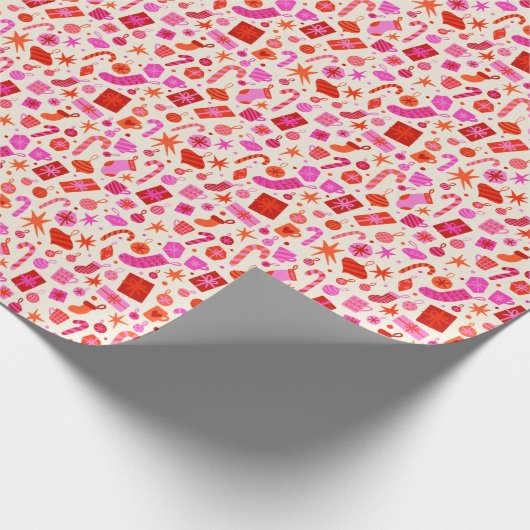 Kerstapapier voor rood en roze snoepriet cadeaupapier (Hoek)