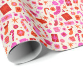 Kerstapapier voor rood en roze snoepriet cadeaupapier (Rol Hoek)