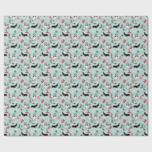 Kerstapapier voor Siberië Husky Cadeaupapier (Vlak)