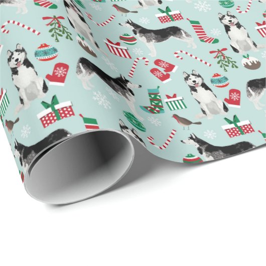 Kerstapapier voor Siberië Husky Cadeaupapier (Rol Hoek)