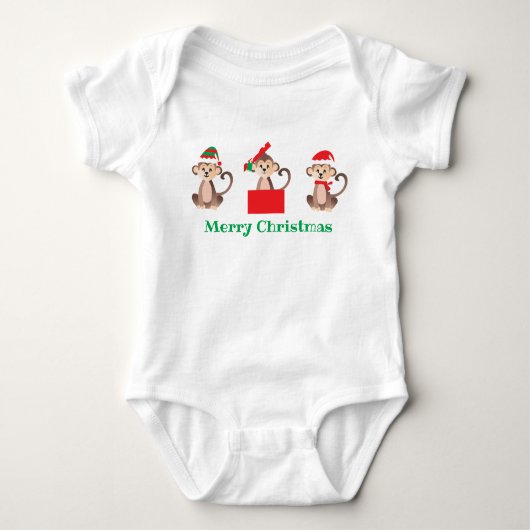 Kerstapen Santa Elf Cadeau Red Green Romper (Voorkant)