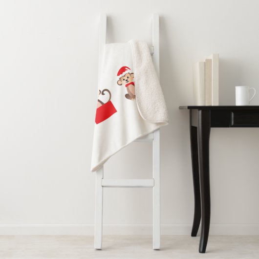 Kerstapen Santa Elf Pet Red Green Sherpa Deken (In situ)