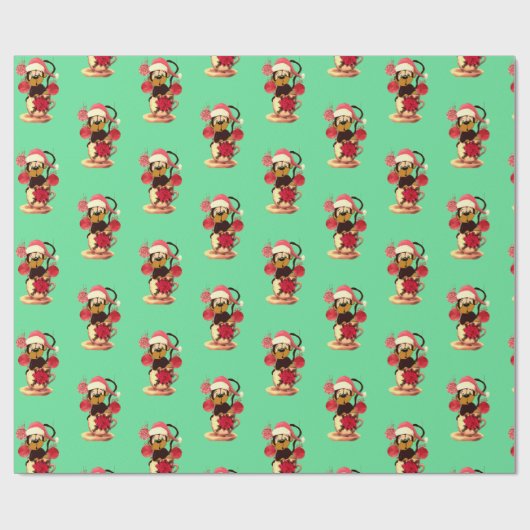 Kerstapenkruid groen rood cadeaupapier (Vlak)