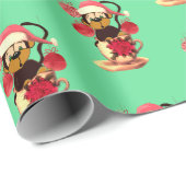 Kerstapenkruid groen rood cadeaupapier (Rol Hoek)