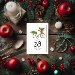 Kerstappels en dennen Fiets Winter Wedding Kaart<br><div class="desc">Leid uw gasten naar hun zitplaatsen met deze feestelijke tafelnummerkaarten, met een charmante fietsmand gevuld met kerstappels, pijnbomen en sparren. Perfect voor een winter of vakantie bruiloft, dit unieke ontwerp combineert rustieke charme met seizoensgebonden elegantie. De grillige fiets voegt een speelse touch toe, waardoor een warme en uitnodigende sfeer ontstaat...</div>