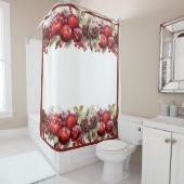 Kerstappels Pijnappels Hulstbessen Douchegordijn (In situ)