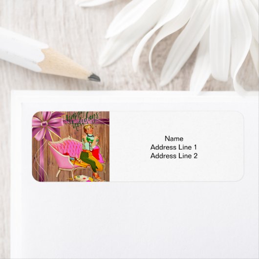 Kerstarecrostijl Prettige feestdagen! Etiket (Insitu)