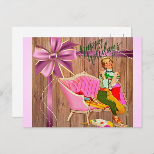 Kerstarecrostijl Prettige feestdagen! Feestdagenkaart (Voorkant / Achterkant)