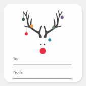 Kerstarendieren zwart wit rood vierkante sticker (Voorkant)