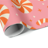 Kerstaretro-patroon voor snoepsuikerriet    cadeaupapier (Rol Hoek)