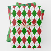 KerstArgyle White Green en Red Inpakpapier Vel (In situ)