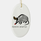 KerstArmadillo Keramisch Ornament (Rechts)