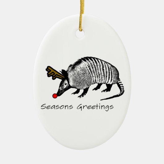 KerstArmadillo Keramisch Ornament (Voorkant)
