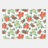 Kerstarode kerbessen Kardinalen Poinsettia Inpakpapier Vel (Voorkant 2)