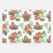 Kerstarode kerbessen Kardinalen Poinsettia Inpakpapier Vel (Voorkant)