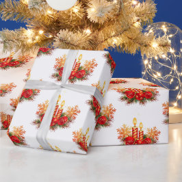 Kerstarrangement Met Kaarsen Cadeaupapier