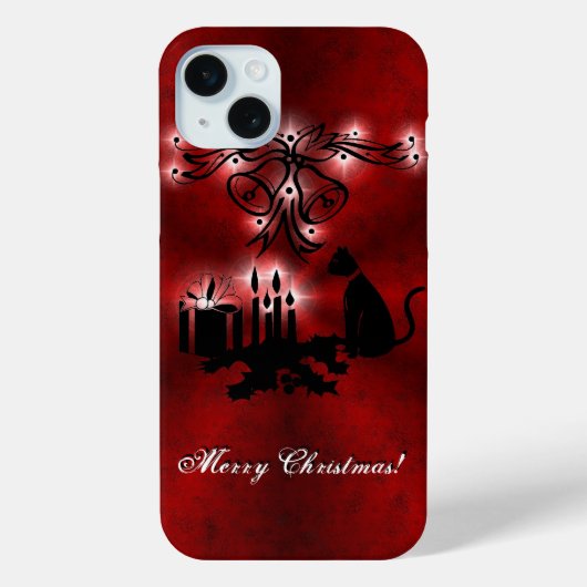 Kerstartiest met zwarte kat Case-Mate iPhone case (Achterkant)
