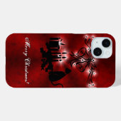 Kerstartiest met zwarte kat Case-Mate iPhone case (Achterkant (horizontaal))