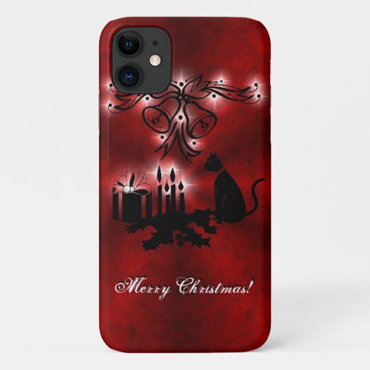 Kerstartiest met zwarte kat Case-Mate iPhone case (Achterkant)