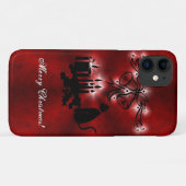 Kerstartiest met zwarte kat Case-Mate iPhone case (Achterkant (horizontaal))