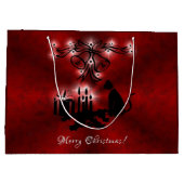 Kerstartiest met zwarte kat groot cadeauzakje (Achterkant)