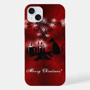 Kerstartiest met zwarte kat iPhone 15 plus case
