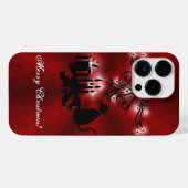 Kerstartiest met zwarte kat iPhone hoesje (Achterkant horizontaal)