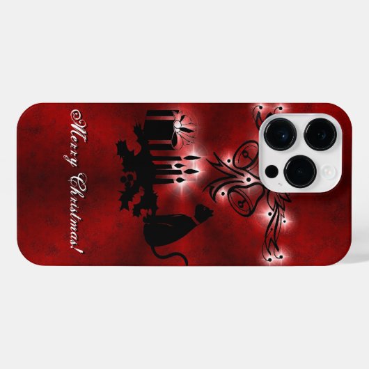 Kerstartiest met zwarte kat iPhone hoesje (Achterkant horizontaal)