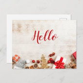 Kerstartikelen op een roestvast bord Hallo Briefkaart (Voorkant / Achterkant)