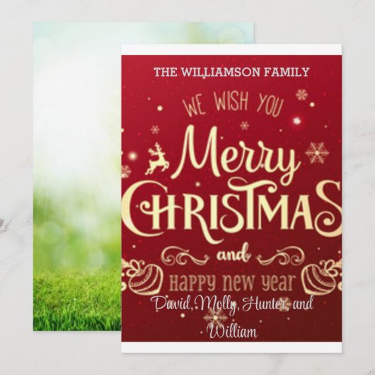 Kerstartkaarten Prettig Kerstmis Rood Kerstkaart Kaart (Voorkant / Achterkant)