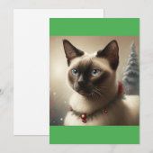 Kerstasiamese kat, Santa Cat T-Shirt Feestdagenkaart (Voorkant / Achterkant)