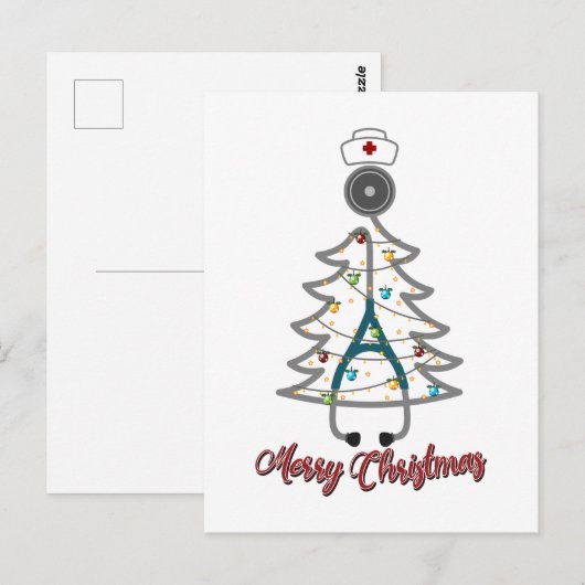 Kerstastructuur Stethoscoop kerstfeestdag cadeautj Briefkaart (Voorkant / Achterkant)