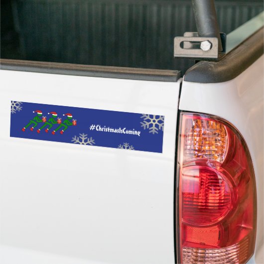 Kerstatleten aangepaste tekst blauw bumpersticker (Op Truck)