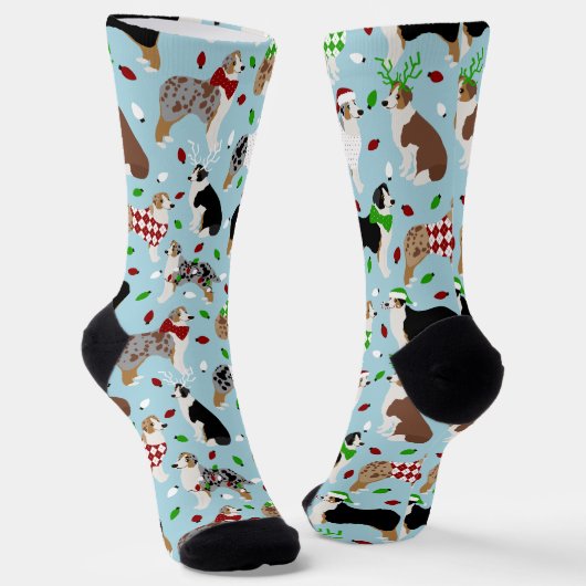 KerstAustralian Shepherd Socks Sokken (Gebogen)