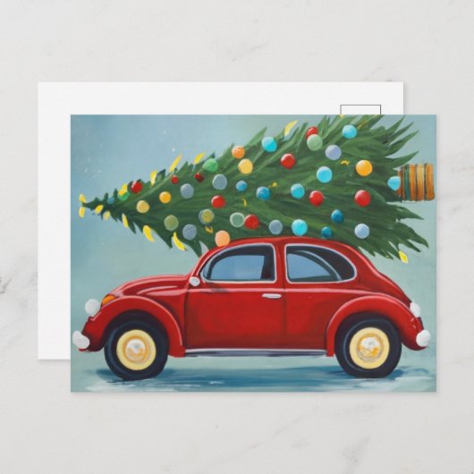 Kerstauto Briefkaart (Voorkant / Achterkant)