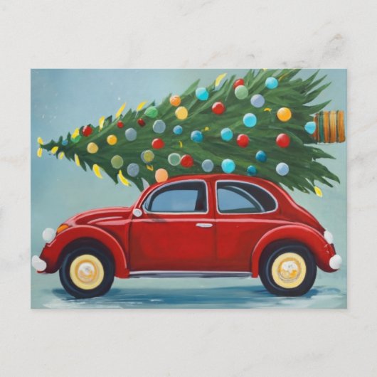 Kerstauto Briefkaart (Voorkant)