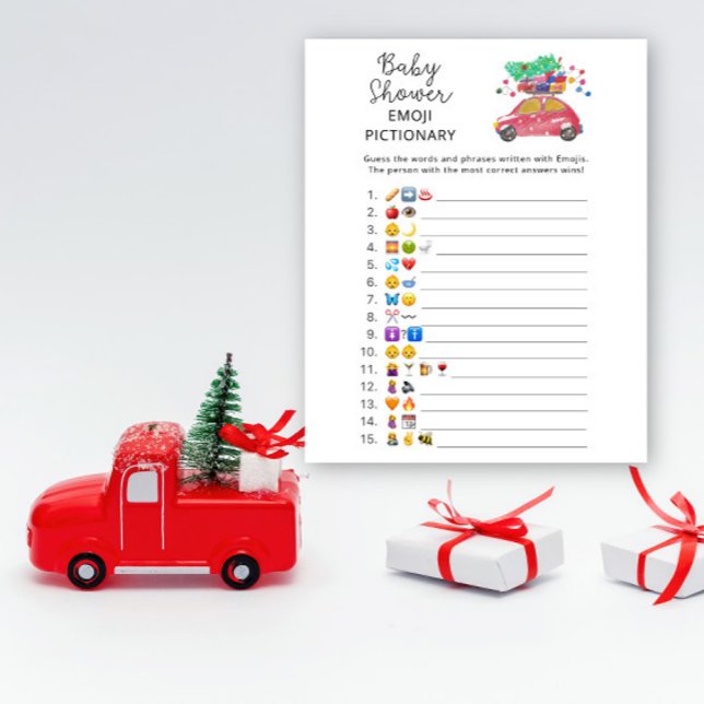 Kerstauto \ Emoji afbeelding game baby shower (Creator heeft geüpload)