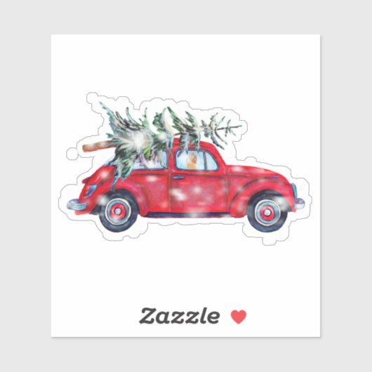 Kerstauto en Sticker met azijn (Vel)