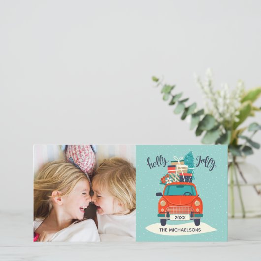 Kerstauto | Kerstkaart (Staand voorkant)