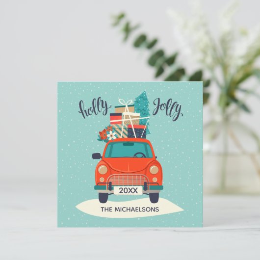 Kerstauto | Kerstkaart (Staand voorkant)