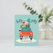Kerstauto | Kerstkaart met foto Feestdagenkaart (Staand voorkant)