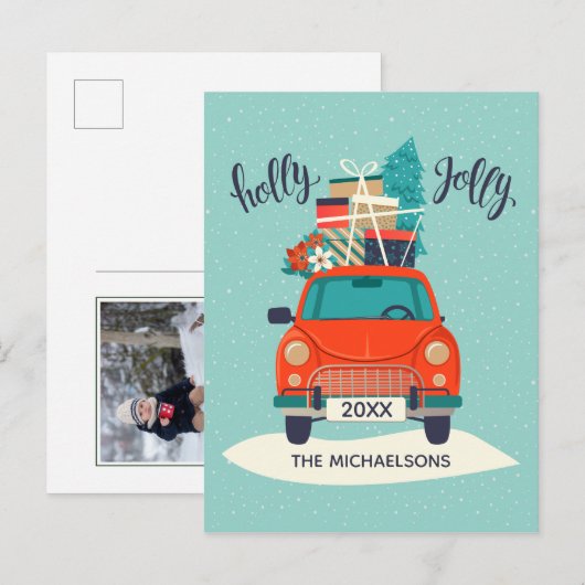 Kerstauto | Kerstkaart met foto Feestdagenkaart (Voorkant / Achterkant)