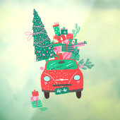 Kerstauto met boom en cadeaus Kerstmis Vakantie1 Raamsticker (Vel 3)