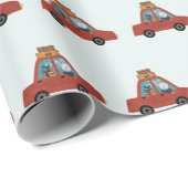 Kerstauto met Bunny en Cadeaus Cadeaupapier (Rol Hoek)